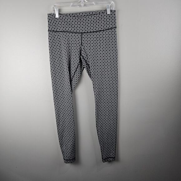 Lululemon Wunder Under Full On Luon Black Silver Tri Geo Silver Spoon Leggings 8 - Picture 1 of 6